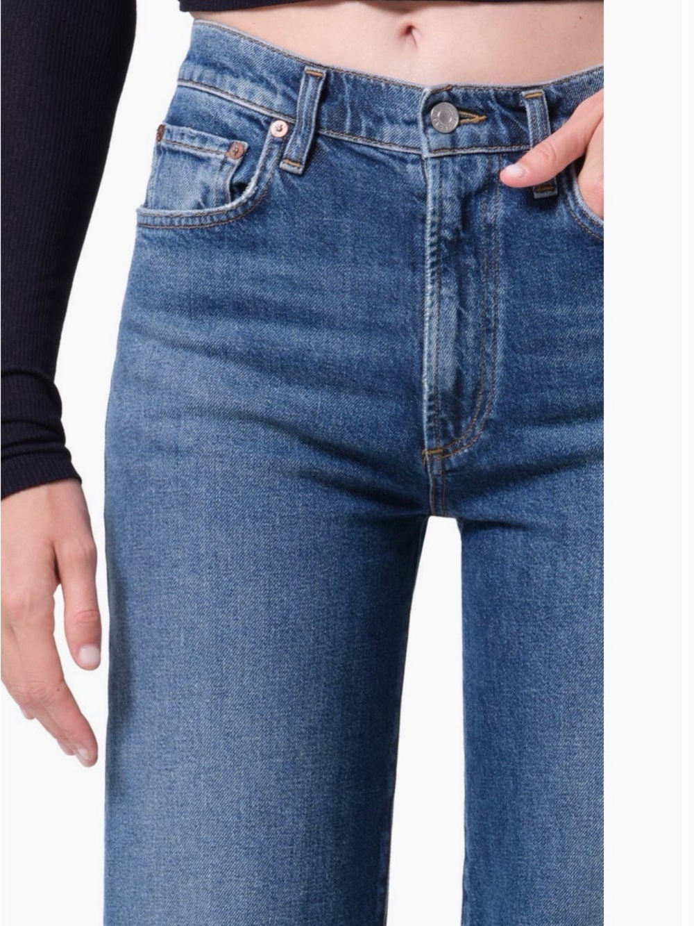 Agolde Mid-Rise Blue Straight-Leg Jeans
